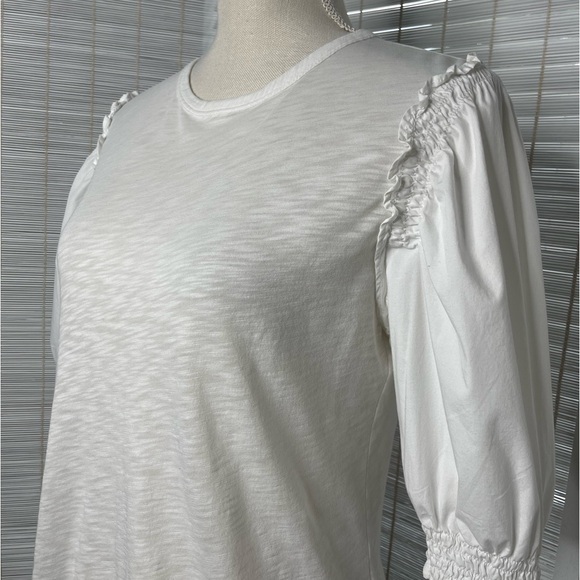 Veronica Beard White Puff Sleeve Smocked Top Size XS - Picture 2 of 9